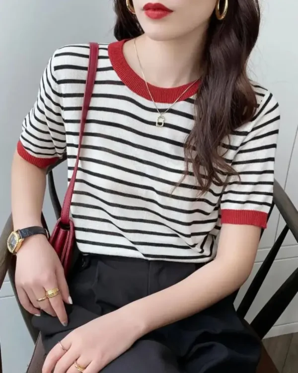 Round Collar Summer T-Shirt - Image 2