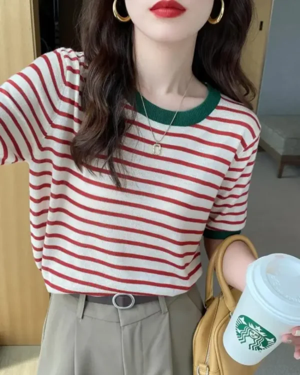 Round Collar Summer T-Shirt - Image 4